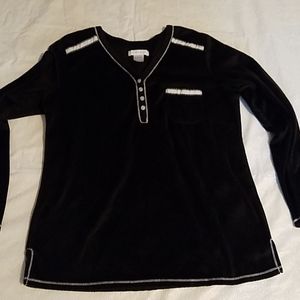 Lizwear Black & White Pajama Top Sz MD (10-12)